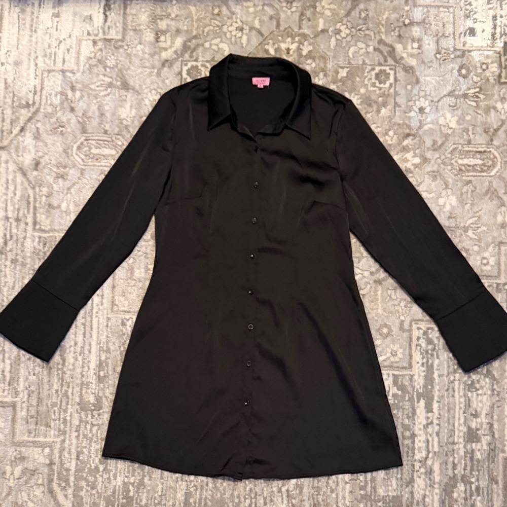 Francesca’s Black Satin Dress